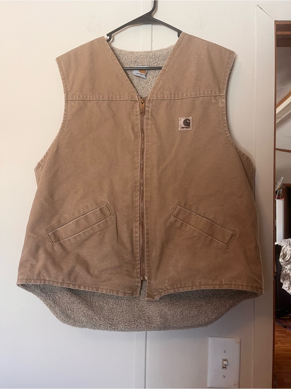 Carhartt Mens Brown Sherpa-Lined Work Vest Vintage